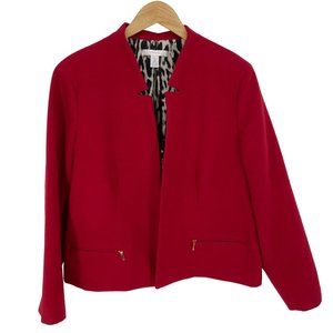 Chico's Red Blazer with Animal Print Lining